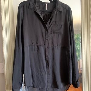 Free people long sleeve, bottom half sheer blouse